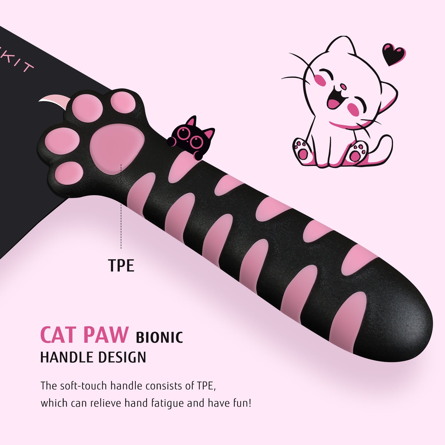 Meowkit 5-Piece Knife Set with Block, Pink and Black Series